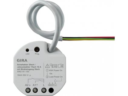 GIRA KNX Spínací/zaslepovací aktor 2-kanálový se 3 binárními vstupy Gira One 5062 00