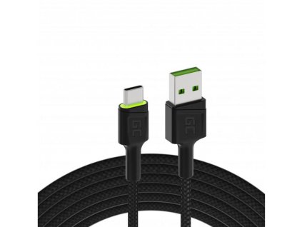 Kabel USB-A -> USB-C Green Cell RAY 200cm GREEN LED QUICK CHARGE 3.0 KABGC13