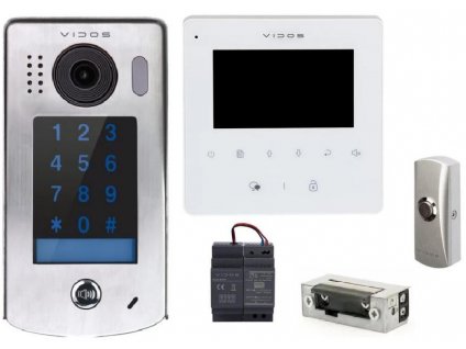 VIDOS VIDEOTELEFON DUO S1301D/M1022W + TLAČÍTKO + ELEKTRICKÉ OTEVÍRÁNÍ DVEŘÍ