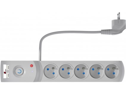 Napájecí lišta Getfort 5P 3m USB šedá