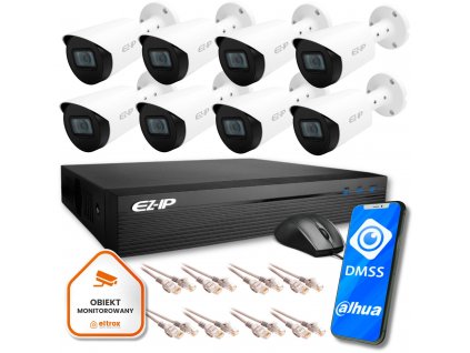 IP dohledový set Eco 8B EZ-IP by Dahua 8 FullHD kamer EZI-B120-F2 EZN-108E1-P8 Z39853E8U
