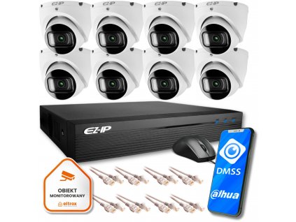 Sada 8 IP dome kamer EZ-IP od společnosti Dahua se spolehlivou ochranou 2K