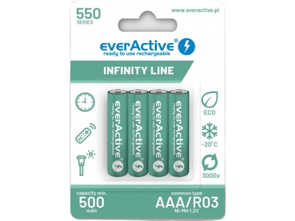 Nabíjecí baterie AAA / R03 Ni-MH everActive 550mAh Infinity Line 3000 cyklů (blistr 4 ks)