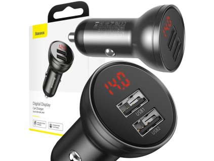 AUTONABÍJEČKA Baseus s digitálním displejem CCBX-0G 24W 4,8A 2x USB-A ČERNÁ