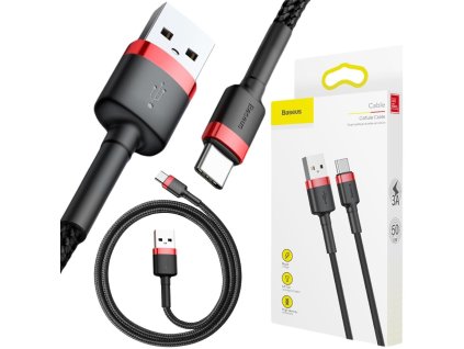 kabel usba usbc baseus cafule catklfa91 50cm 3a qc 30 czarnoczerwony w oplocie ce628cb509bdb