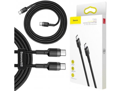 Kabel USB-C -> USB-C Baseus Cafule CATKLF-GG1 100cm 60W 3A PD 2.0 QC 3.0 ČERNÝ/ŠEDÝ V OBALU