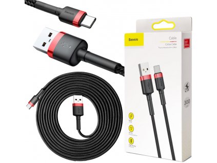 Kabel USB-A -> USB-C Baseus Cafule CATKLF-U91 300cm 2A QC 3.0 ČERNÝ/ČERVENÝ KABEL
