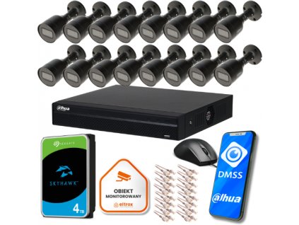 Dahua IP dohledový set NVR 4TB 16 5MPx dome kamer