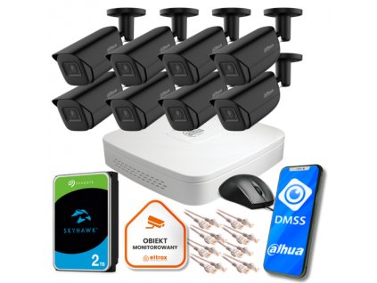 Dahua IP dohledový set NVR 2TB 8 5MPx dome kamer
