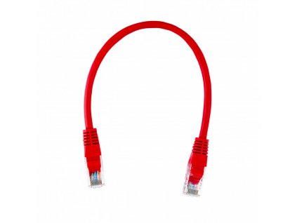 PATCHCORD U/UTP CAT.5E 0,25m ČERVENÝ