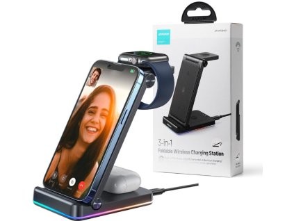 Joyroom 3v1 INDUKČNÍ NABÍJEČKA JR-WQN01 15W černá se stojanem