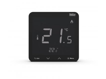 Bezdrátový 230V napájený pokojový regulátor černý R-8PZ PLUS Tech Controls