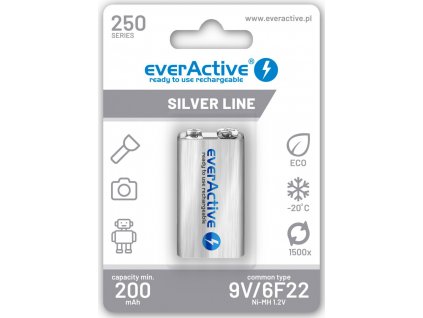 Nabíjecí baterie 6F22 Ni-MH everActive 9V 250mAh Silver Line (1 ks)