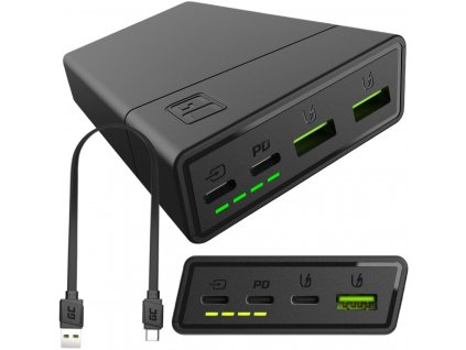 POWERBANK Green Cell PowerPlay20S 20000mAh PD 22,5W QC 3.0 3x USB-C ČERNÁ