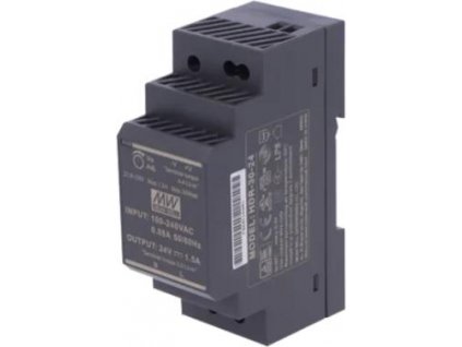 Kabelový napájecí zdroj 24 V DC 30 W pro DIN lištu černý ZS-24/30 Tech Controls