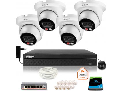 DAHUA IP dohledová sada 4 2Mpx dome kamer 1Z36302T4