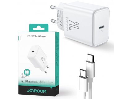 Síťová nabíječka Joyroom JR-TCF06 20W PD 3.0 QC 3.0 1x USB-C bílá + kabel