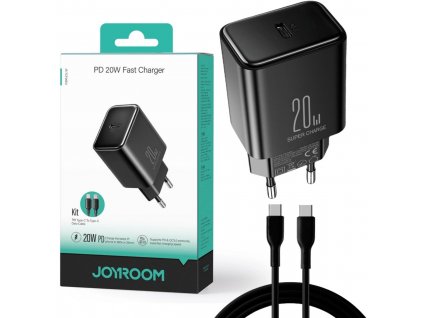 Síťová nabíječka Joyroom JR-TCF06 20W PD 3.0 QC 3.0 1x USB-C černá + kabel
