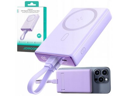 Joyroom powerbank JR-PBM01 10000mAh 20W 1x USB-C 2x Lightning fialový + kabel