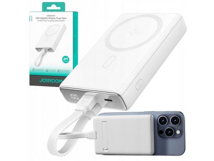 Joyroom Powerbank JR-PBM01 10000mAh 20W 1x USB-C 2x Lightning bílý + kabel