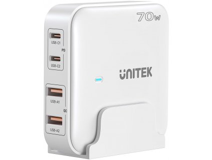 Unitek P1228AWH01-EU GaN 70W stolní nabíječka 2xUSB-A 2xUSB-C