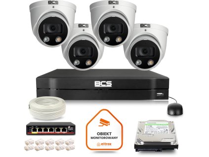 Sada BCS Line IP Surveillance Kit 4x BCS-L-EIP55FCR3L3-Ai1(2) kamera DVR s 1TB HDD