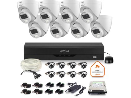 Dahua dohledová sada 8x dome kamera HAC-HDW1500CLQ-IL-A-0280B-S2 1TB IR 20m 51mp