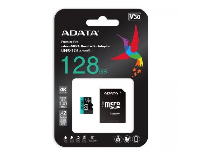 Adata Premier Pro 128 GB UHS1 U3 V30 A2 microSD paměťová karta + adaptér
