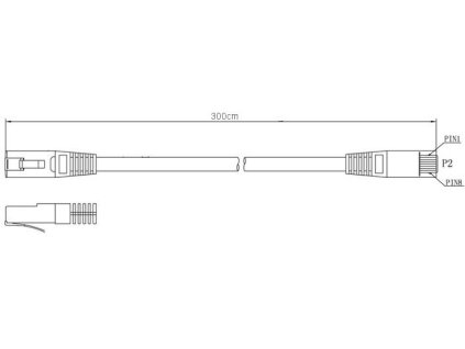 Patchcord Cat.5e UTP 3m šedý