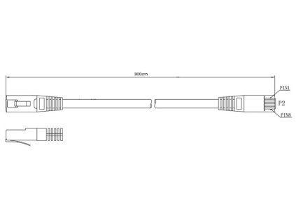 PATCHCORD U/UTP CAT.6 3m ŠEDÝ