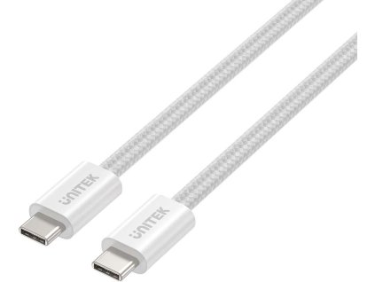 Unitek USB C PD 100W magnetický zatahovací kabel bílý 1m