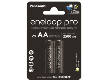 Nabíjecí baterie R6 / AA Panasonic Eneloop PRO 2500mAh Ni-MH BK-3HCDE/2BE (blistr po 2 kusech)