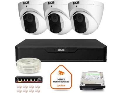 BCS Point IP Surveillance Kit 3x kamera BCS-P-EIP14FSR3 DVR s 1TB diskem