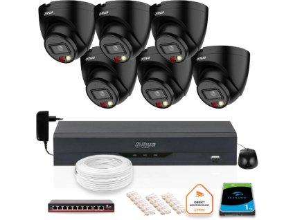 SADA 6 IP kamer Dahua 4mpx IPC-HDW1439V-A-IL-BLACK + DISK 1TB