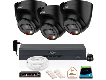 SADA 3 IP kamer Dahua 4mpx IPC-HDW1439V-A-IL-BLACK + DISK 1TB