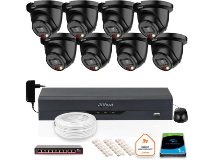 SADA 8 5mpx IP kamer Dahua IPC-HDW2549TM-S-IL-0280B-BLACK + DISK 1TB