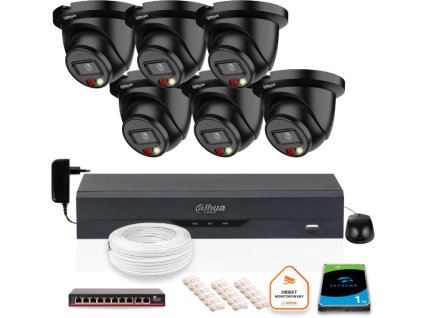 SADA 6 5mpx IP kamer Dahua IPC-HDW2549TM-S-IL-0280B-BLACK + DISK 1TB