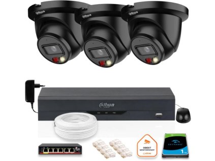 SADA 3 5mpx IP kamer Dahua IPC-HDW2549TM-S-IL-0280B-BLACK + DISK 1TB