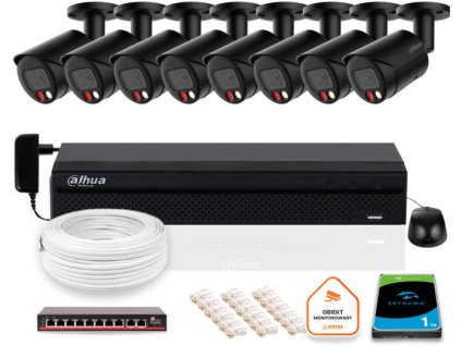 DAHUA IP dohledová sada 8x kamera IPC-HFW2849S-S-IL-0280B-BLACK 8MPX
