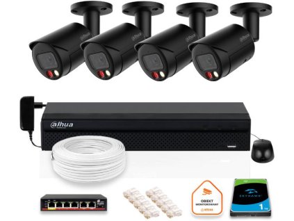 DAHUA IP dohledový set 4x IPC-HFW2849S-S-IL-0280B-BLACK 8MPX kamera