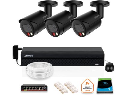 DAHUA IP dohledová sada 3x kamera IPC-HFW2849S-S-IL-0280B-BLACK 8MPX