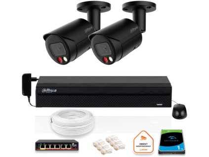 DAHUA IP Surveillance Kit 2x IPC-HFW2849S-S-IL-0280B-BLACK 8MPX kamera