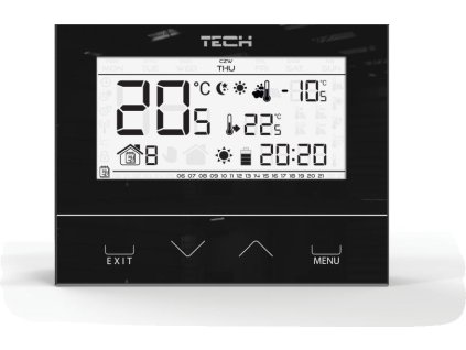 Pevně připojený dvoustavový pokojový regulátor černý ST-292v3 Tech controllers