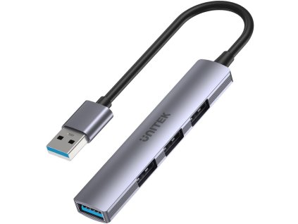 Unitek Hub USB-A 1*USB-A 5 Gb/s, 3*USB-A 2.0 alu