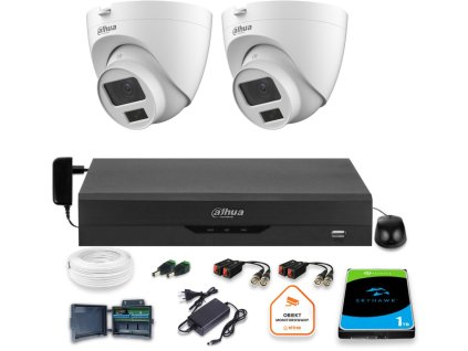 Sledovací sada Dahua 2x dome kamera HAC-HDW1500CLQ-IL-A-0280B-S2 1TB IR 20m 5mp