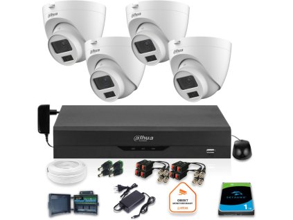 Sledovací sada Dahua 4x dome kamera HAC-HDW1500CLQ-IL-A-0280B-S2 1TB IR 20m 5mp