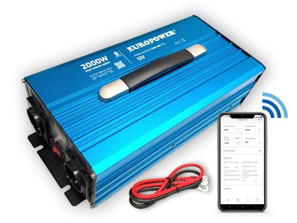 MĚNIČ NAPĚTÍ EUROPOWER 12V DC / 230V AC 2000W / 4000W PURE SINE WAVE BLUETOOTH