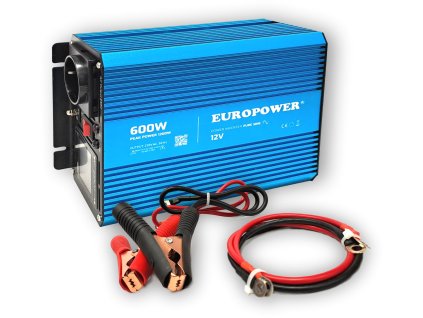 MĚNIČ NAPĚTÍ EUROPOWER 12V DC / 230V AC 600W / 1200W ČISTÁ SINUSOVKA