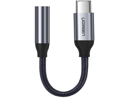 Adaptér pro sluchátka Ugreen z 3,5 mm mini jack na USB typu C 10 cm šedý