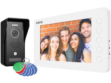 Bílý monitor dveřního videotelefonu EURA VDP-76A3
